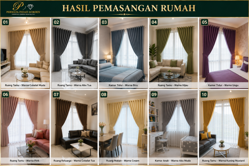 Hasil pemasangan gorden blackout ruang tamu rumah - Permata Indah Gorden